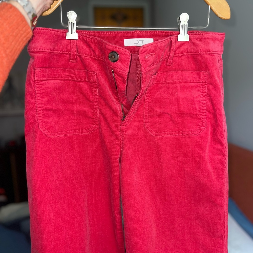 LOFT Vibrant Raspberry Corduroy High-Rise Pants